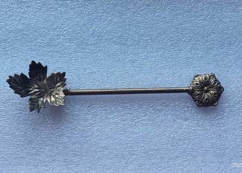 Łyżeczka mosiężna liść Vintage Anglia