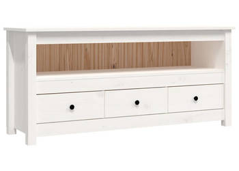 Szafka pod telewizor biała 114x35x52 cm lite drewno sosnowe WM-821503