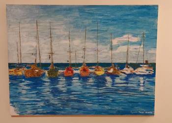 Obraz " Port Jastarnia " 2014 Sygnatura , wym. 60/80 cm.