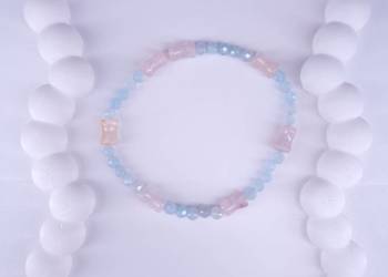 Pastelowa bransoletka kwarc różowy niebieski aesthetic soft girl 17cm