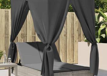 vidaXL Podwójna leżanka z daszkiem i zasłonami,(SKU:368077)