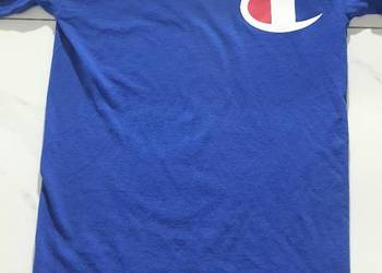 Champion T-shirt Logo Oversize xs niebieski – bawełna, stan bardzo dobry