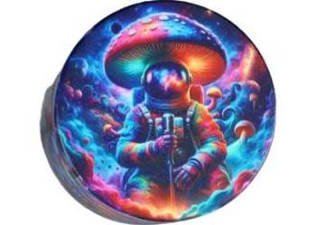 Kolorowy Młynek do Tytoniu Grinder z Astronautą z Wielkim Kapeluszem Grzyba
