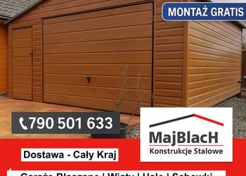 Garaż Blaszany Dwuspadowy/Złoty Dąb/SZYBKI MONTAŻ GRATIS / – Maj-Blach