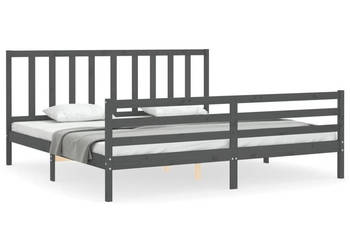 Rama łóżka z wezgłowiem szara lite drewno 200x200 cm WM-3193878