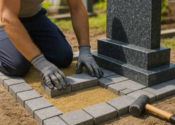 Opaska wokół grobu z kostki brukowej, kostka brukowa, grabiszyńska