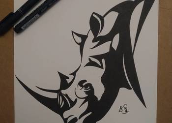 Rysunek: nosorożec - cienk - blok t. A4 250 g/m2