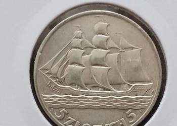 5 zł Żaglowiec 1936 r. - nr. 1 - Piękne -- oryginał