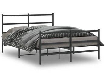 Łóżko Metalowe Czarne Rama Łóżka Ze Stelażem 135x190cm WM-355382