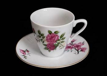 Vintage chińska filiżanka ze spodkiem Porcelana w róże PRL