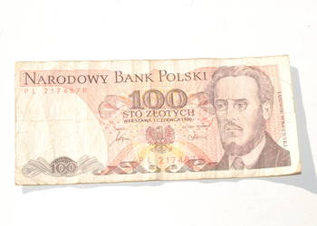 Stary banknot 100 złotych Waryński 1986 antyk