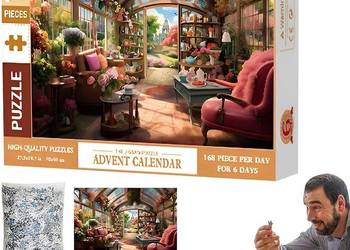 świąteczny kalendarz adwentowy 1008 elementów, puzzle świąteczne, kreatywny