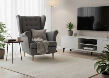 Fotel Uszak Skandynawski Ciemnoszary, Dostawa 0zł!