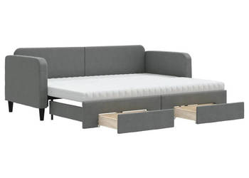 Sofa rozsuwana z szufladami ciemnoszara tkanina 80x200 cm WM-3196866
