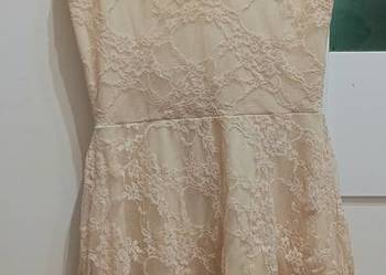 Śliczna zwiewna sukienka beżowa/ecru rozmiar S
