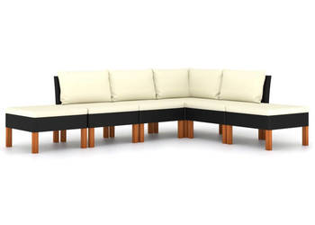 6-cz. zestaw wypoczynkowy do ogrodu poduszki czarny rattan PE WM-3059735