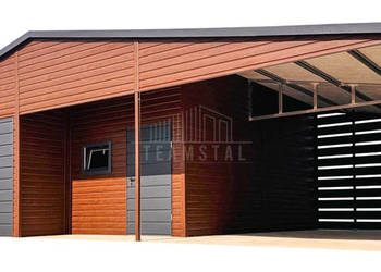 Garaż blaszany 9x6m + wiata 4m + wnęka 2x brama drzwi 3x okno rynny TS1285