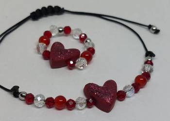 Bransoletka i pierścionek z sercem ręcznie robione