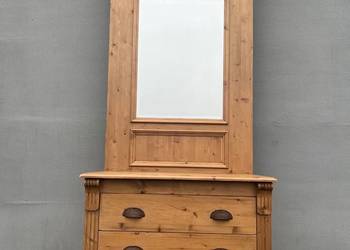 Drewniana garderoba 3w1 Lustro wieszak i komoda