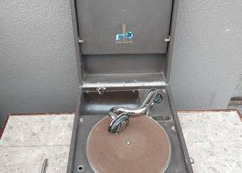 Stary przenośny gramofon Paillard niesprawny walizkowy nakręcany