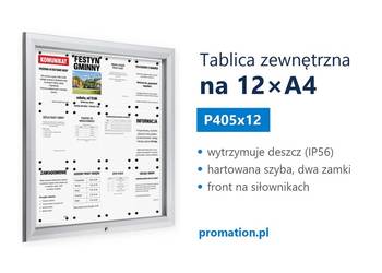 Tablica ogłoszeniowa zewnętrzna 12×A4 do osiedla, gminy i uczelni P405x12