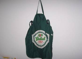 Fartuch barmański Grolsch z grubej tkaniny, zielony. Unikat
