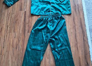 nowa cienka damska piżamka w kolorze butelkowej zieleni rozmiar XS brak met