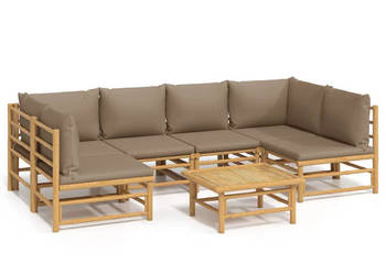 7-cz. zestaw mebli do ogrodu poduszki w kolorze taupe bambus WM-3155134