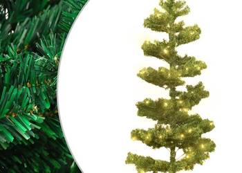 vidaXL Spiralna choinka z lampkami i stojakiem, zielona, 150 cm（SKU:344650）