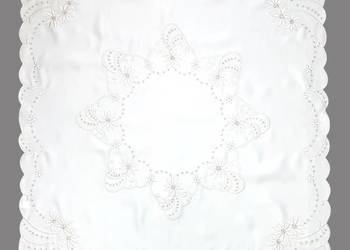 Piękny biały obrus świąteczny na stół kwadratowy 85x85cm