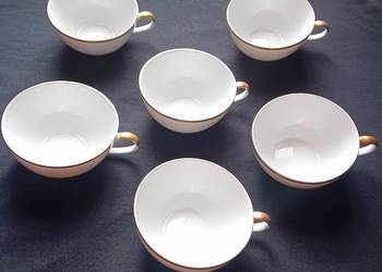 Komplet 6 filiżanek Kahla ze złoconymi obrzeżami. Sygnatura z lat 1937-57.