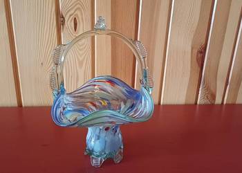 Koszyk z kolorowego szkła PRL Koszyk z kolorowego szkła PRL