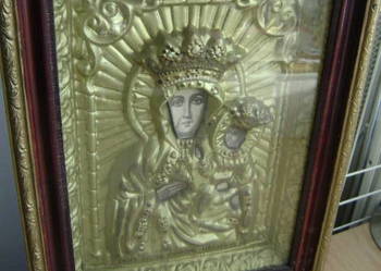 Starocie z PRL - Dewocjonalia = Obraz Matki Bożej Częstochowskiej 47cmx37cm