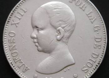 Hiszpania 5 peset 1888 - SREBRO - Alfonso XIII