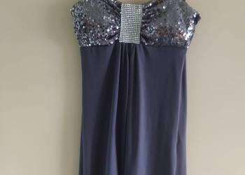 Cudna nowa szara mini sukienka z cekinami H&M roz 36-42.