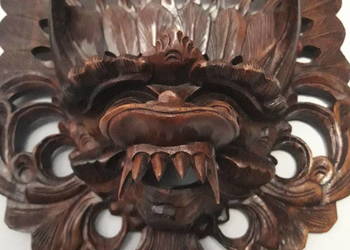 Drewniana maska lwa, Bali Indonezja UNIKAT