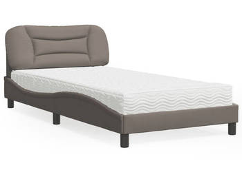 Łóżko z materacem taupe obite tkaniną 100x200 cm WM-3208517
