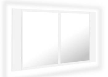 Szafka łazienkowa z lustrem i LED biała 80x12x45 cm akryl WM-804964