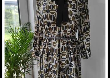 Zara Basic wzorzysta sukienka z wiązaniem 42 XL