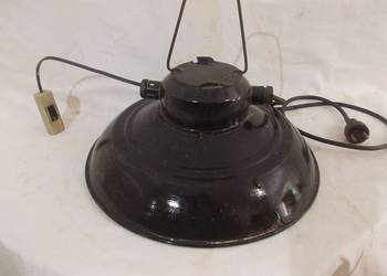 Stara emaliowana lampa wisząca fabryczna loft
