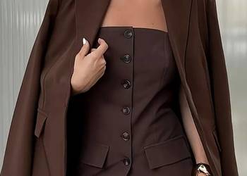 Czokoladowa marynarka damska