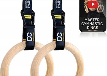 Drewniane Pierścienie Gimnastyczne Double Circle Premium Paski Regulowane
