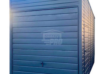 Garaż blaszany 3x4m - brama uchylna - drzwi - antracyt - dach GP674