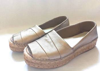 Buty złote Espadryle damskie r. 38 SKÓRA Aldo stan dobry