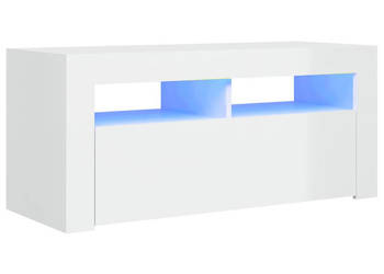 Szafka TV z oświetleniem LED wysoki połysk biała 90x35x40 cm WM-804325