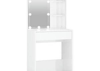 vidaXL Toaletka z oświetleniem LED, biała z połyskiem, 60x40（SKU:808834）