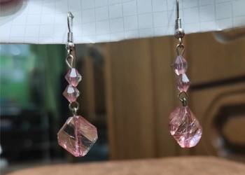 Kolczyki przeźroczysty blady róż