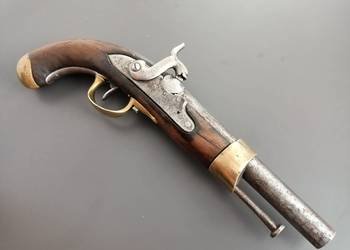 Stary francuski pistolet kapiszonowy Model 1822 kawaleryjski czarnoprochowy