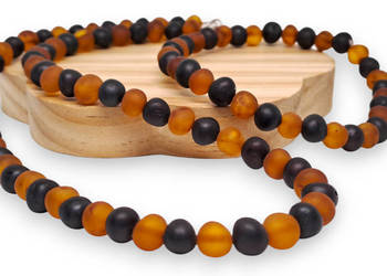 Korale i bransoletka z bursztynu baroczek koniak, wiśnia matowy #1376