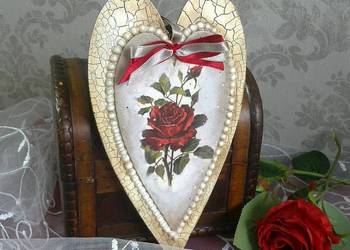 Serce Decoupage. Rękodzieło.